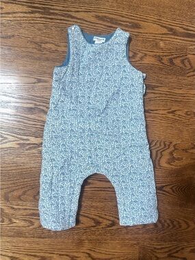 Cyrillus Paris Blue Floral Sleeveless Baby Romper Dungarees Jumpsuit 100% Cotton